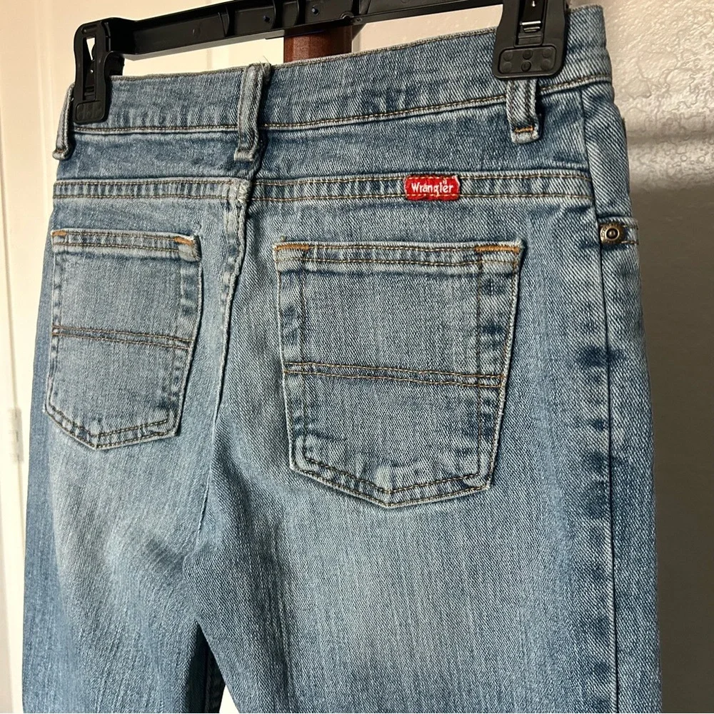 Youth Boys Wrangler Medium Wash Denim Boot Cut Adjustable Jeans Size 12R |C33